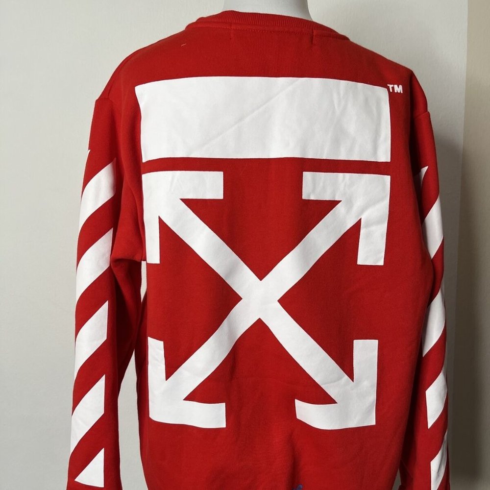 Main Label Virgil Abloh Oversized Sweatshirt Small Medium Red White Soft
